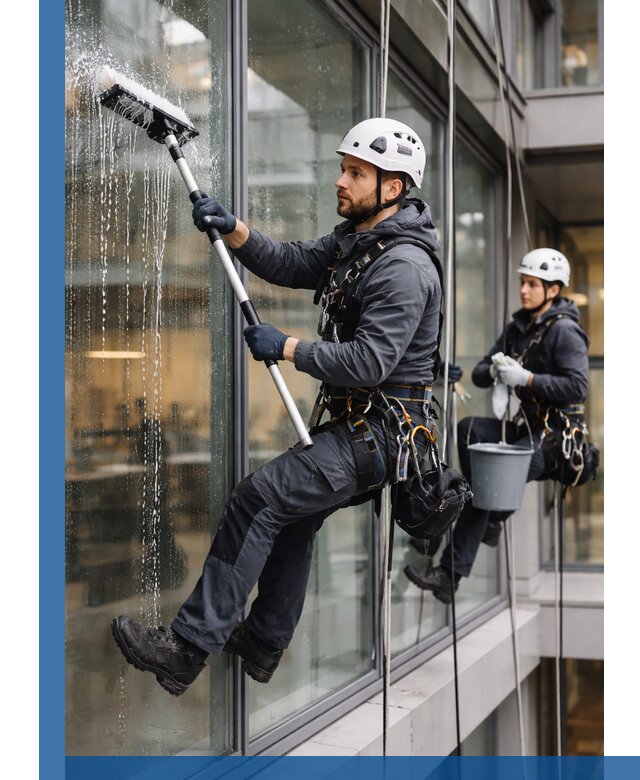 Профессиональная мойка витражей промышленными альпинистами в Петропавловске-Камчатском