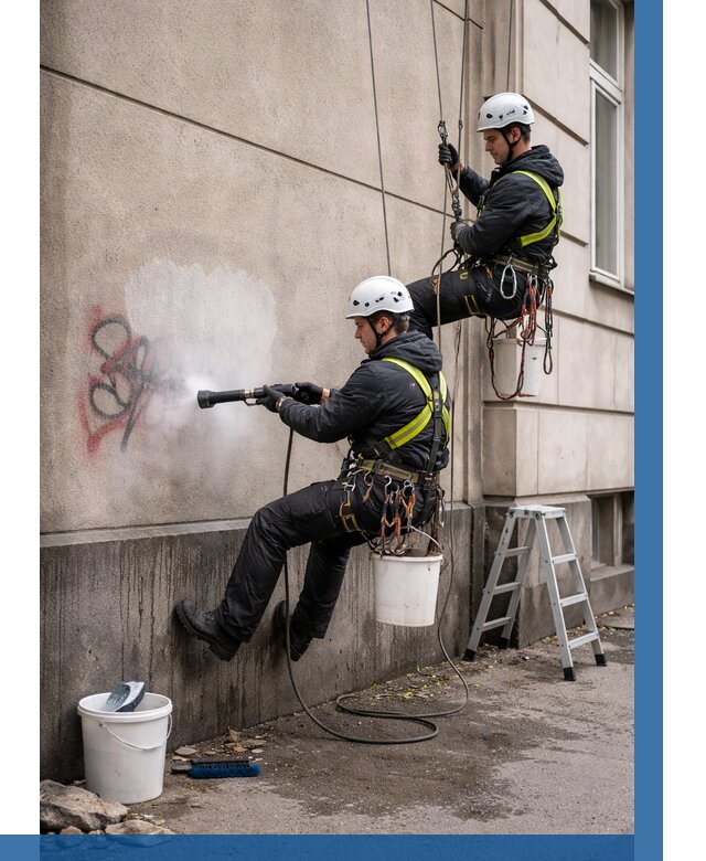 Удаление граффити с фасада в Петропавловске-Камчатском от 4662 р. | ВЫСОТНИК-Птк