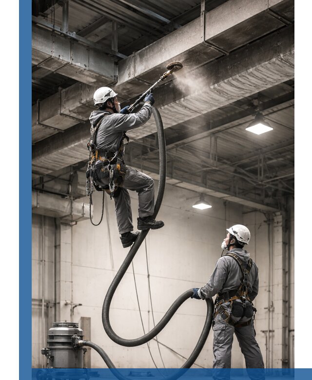 Обеспыливание потолочных конструкций в Петропавловске-Камчатском промышленным альпинизмом