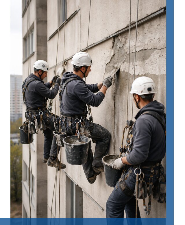 Ремонт бетонных элементов фасада в Петропавловске-Камчатском от 2590 р. | ВЫСОТНИК-Птк
