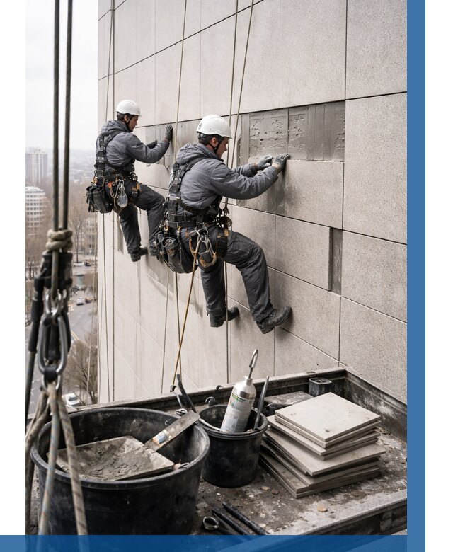 Ремонт фасада из керамогранита в Петропавловске-Камчатском от 2590 р. | ВЫСОТНИК-Птк