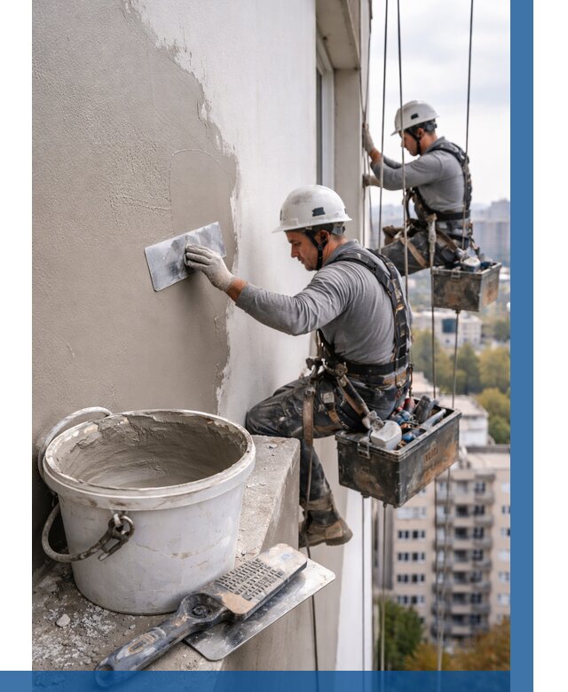 Шпаклевка фасада на высоте в Петропавловске-Камчатском от 725 р. | ВЫСОТНИК-Птк