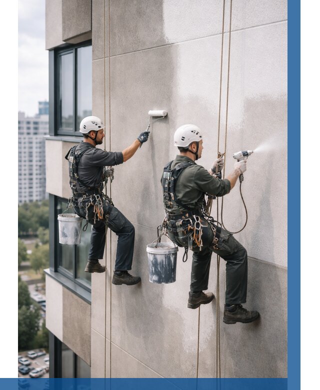 Покраска фасада альпинистами в Петропавловске-Камчатском от 311 р. | ВЫСОТНИК-Птк