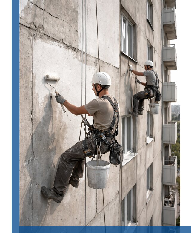 Покраска бетонного фасада в Петропавловске-Камчатском для жилых и промышленных объектов