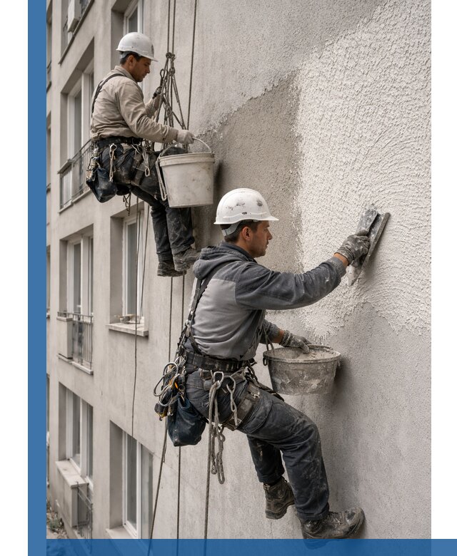 Нанесение декоративной штукатурки короед на фасад в Петропавловске-Камчатском