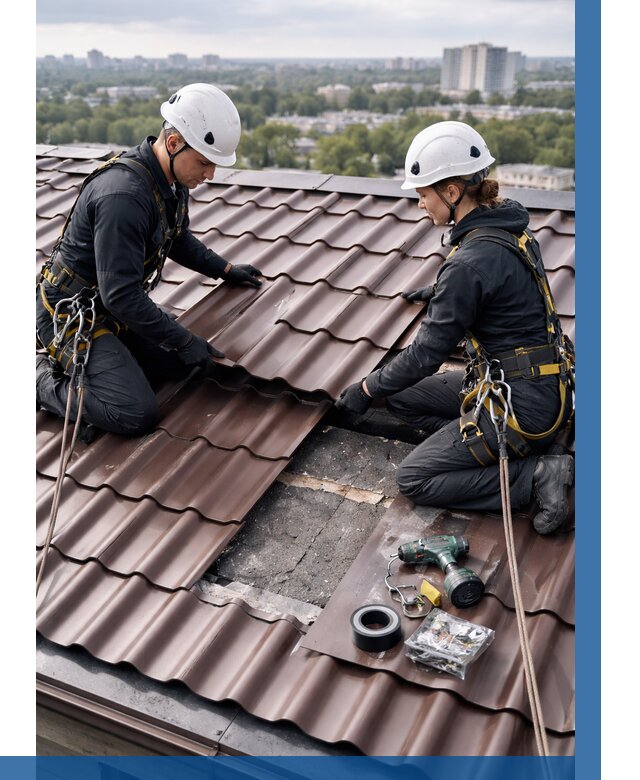 Ремонт металлочерепицы на крыше в Петропавловске-Камчатском от 932 р. | ВЫСОТНИК-Птк