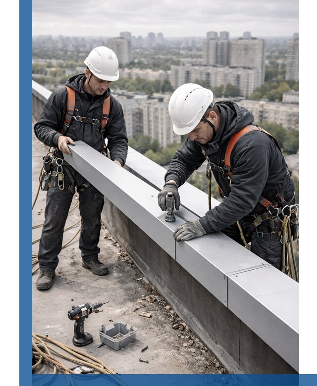 Монтаж парапетных крышек и ограждений кровли в Петропавловске-Камчатском