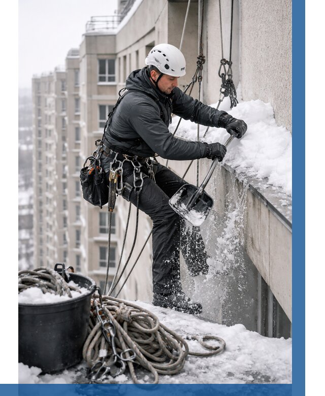 Очистка карнизов от снега в Петропавловске-Камчатском от 311 р. | ВЫСОТНИК-Птк