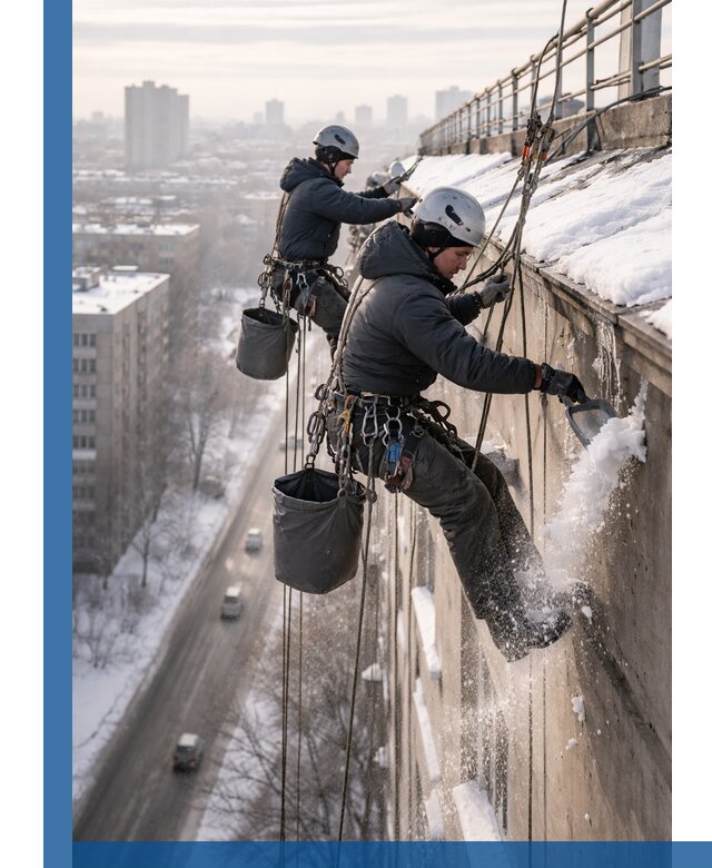 Очистка карнизов от снега в Петропавловске-Камчатском профессионально и безопасно