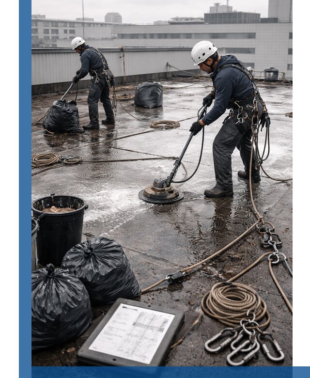 Плановая очистка кровли по графику в Петропавловске-Камчатском для безопасности