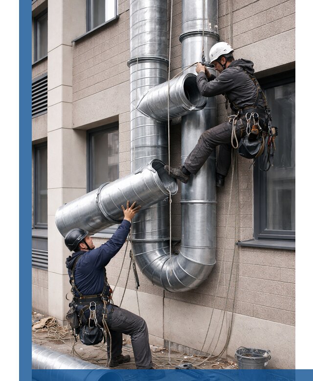 Монтаж фасадных воздуховодов в Петропавловске-Камчатском с герметизацией и крепежом