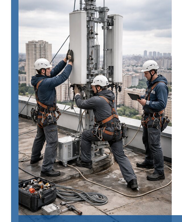 Монтаж антенн связи на крыше в Петропавловске-Камчатском с вводом в эксплуатацию