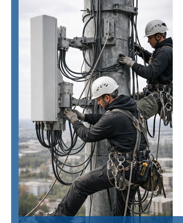 Монтаж оборудования связи на мачте в Петропавловске-Камчатском с пусконаладкой