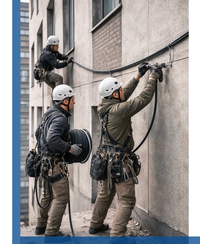 Прокладка кабеля по фасаду в Петропавловске-Камчатском, профессиональный монтаж