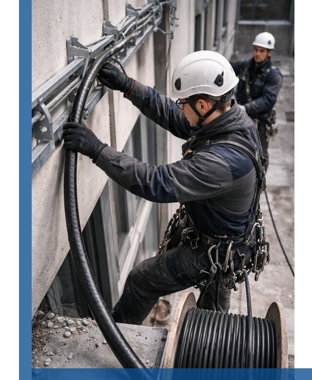 Протяжка кабеля питания на высоте в Петропавловске-Камчатском с гарантией безопасности и качества