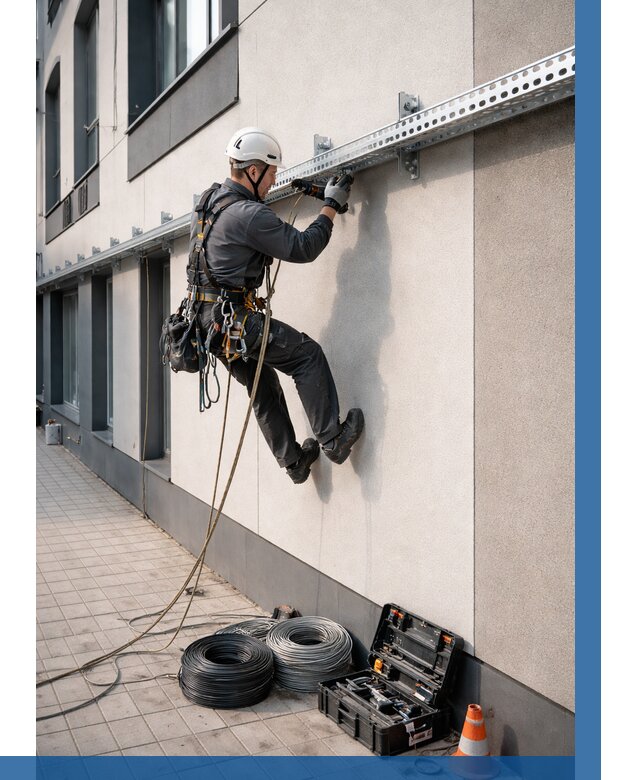 Монтаж кабельных лотков на фасаде в Петропавловске-Камчатском от 1243 р. | ВЫСОТНИК-Птк