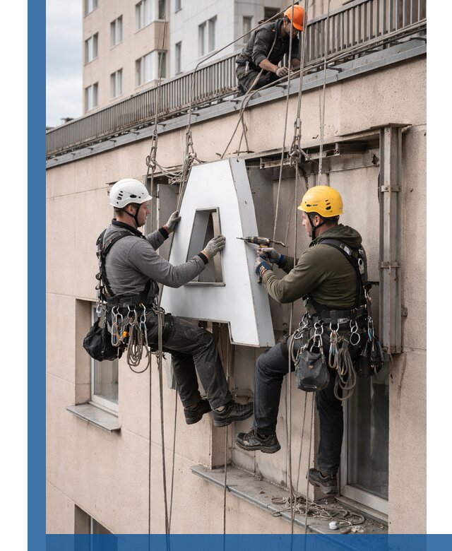 Ремонт и восстановление наружных вывесок на высоте в Петропавловске-Камчатском