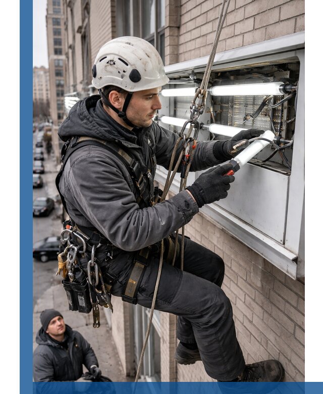 Профессиональная замена ламп в наружной вывеске в Петропавловске-Камчатском