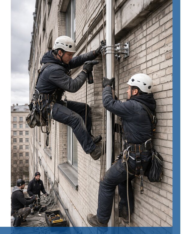 Монтаж флагштока на здании в Петропавловске-Камчатском от 6735 р. | ВЫСОТНИК-Птк