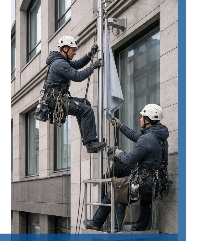 Установка флагов на фасаде в Петропавловске-Камчатском от 4662 р. | ВЫСОТНИК-Птк