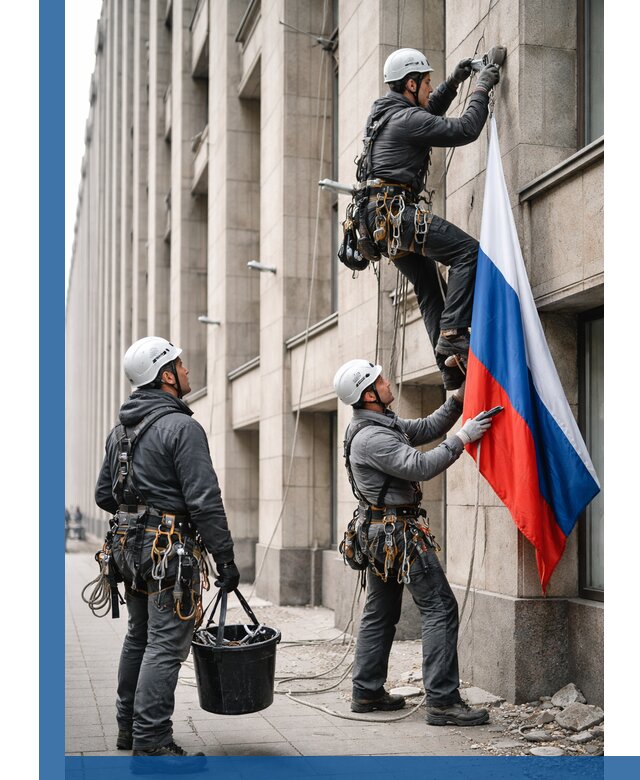 Профессиональная установка флагов на фасаде в Петропавловске-Камчатском