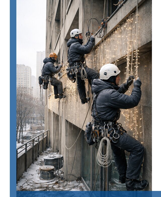 Монтаж новогодней иллюминации и украшение фасадов в Петропавловске-Камчатском