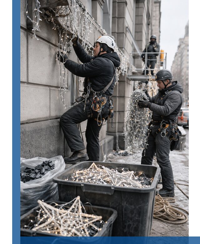 Демонтаж новогоднего оформления и гирлянд в Петропавловске-Камчатском