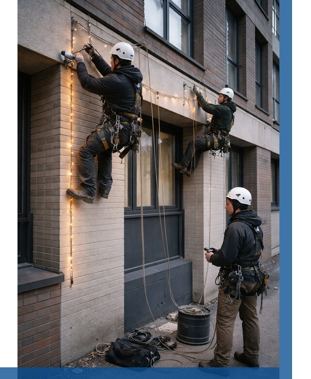 Монтаж гирлянд на фасаде в Петропавловске-Камчатском от 3626 р. | ВЫСОТНИК-Птк