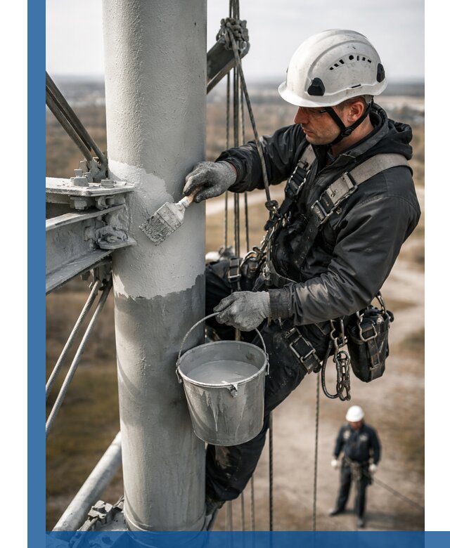 Покраска мачт связи в Петропавловске-Камчатском промышленными альпинистами