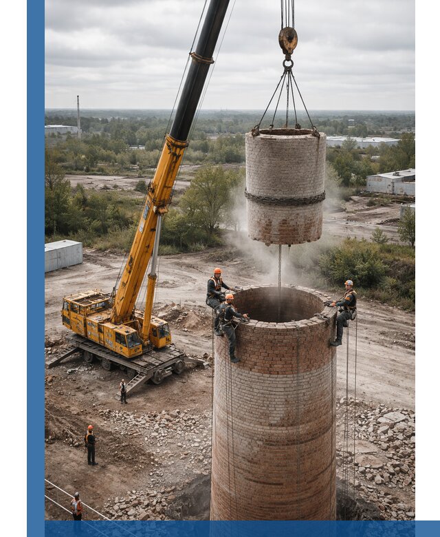 Демонтаж дымовой трубы в Петропавловске-Камчатском с гарантиями безопасности