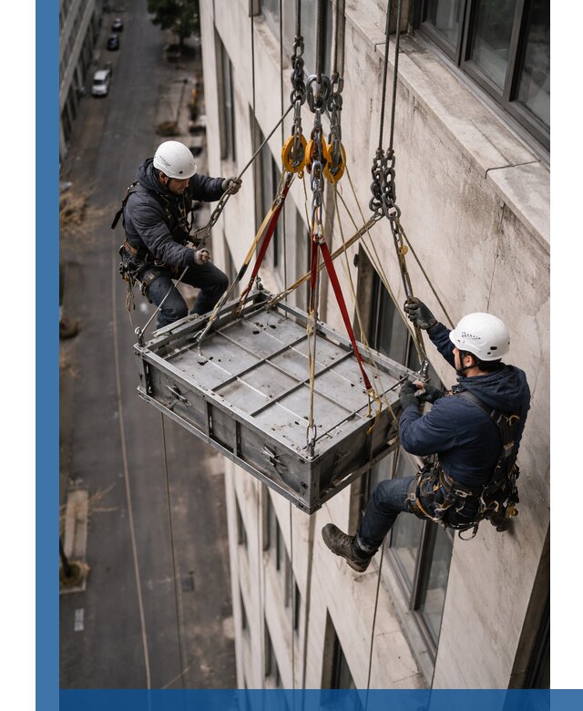 Спуск и подъем грузов по фасаду в Петропавловске-Камчатском для зданий