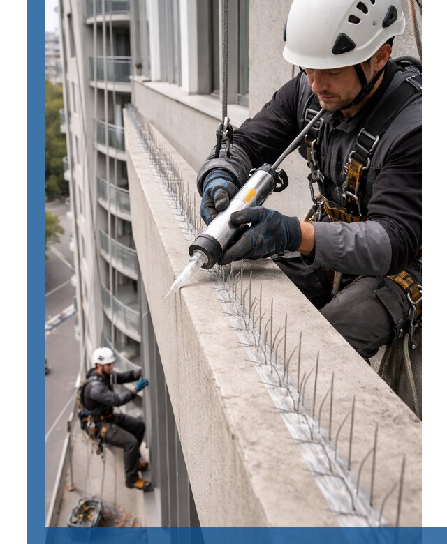 Установка шипов от птиц на фасадах и кровлях в Петропавловске-Камчатском